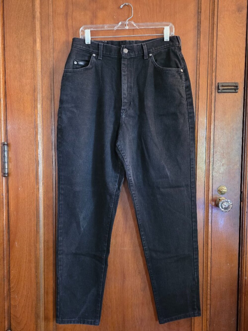 VTG 80s Lee Jeans 16 Med 32x30 Black High Waist Tapered Mom 100% Cotton USA Made